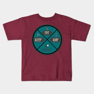 Eat Surf Sleep Spin Wheel Kids T-Shirt